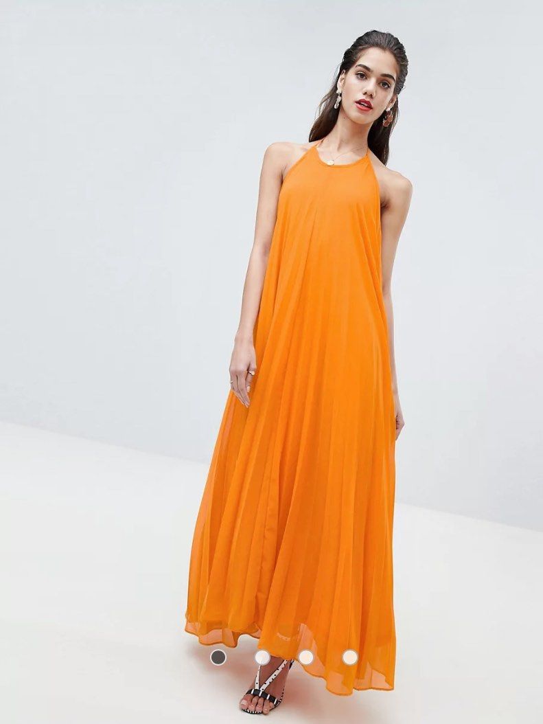 missguided pleated maxi dress MISSGUIDED Elegant Tiered Layered Halter Neck Pleated Maxi Dress Christmas MISSGUIDED