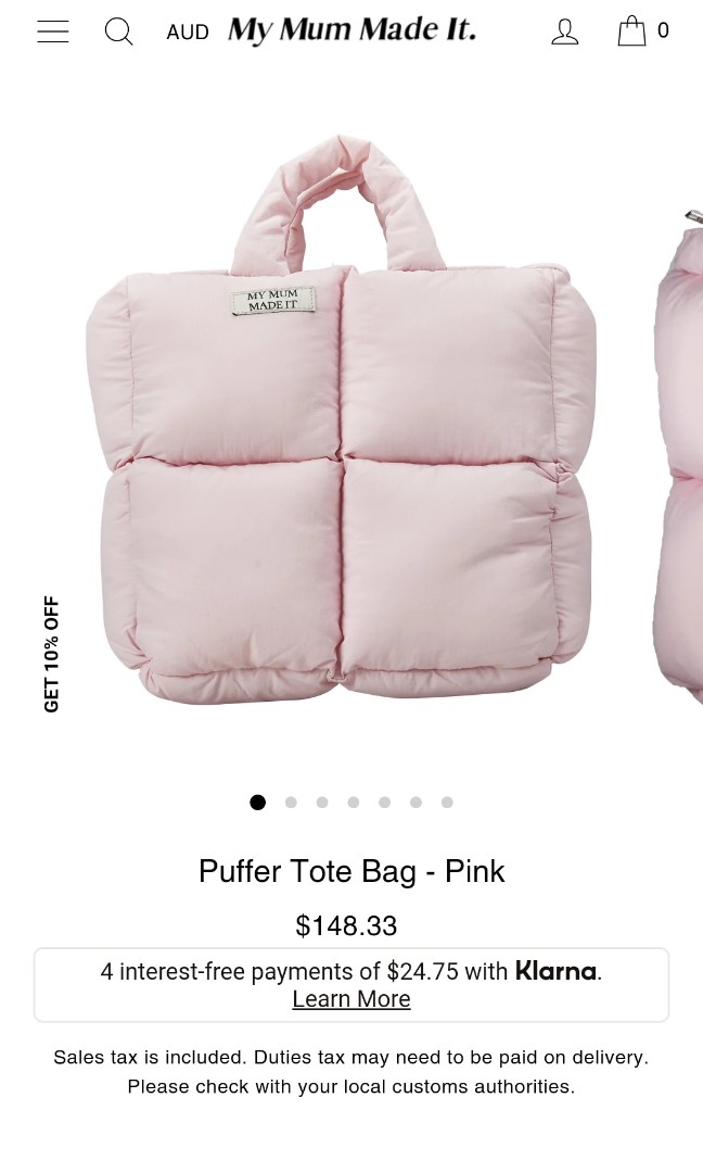 Puffer Tote Bag - Pink - MY MUM MADE IT