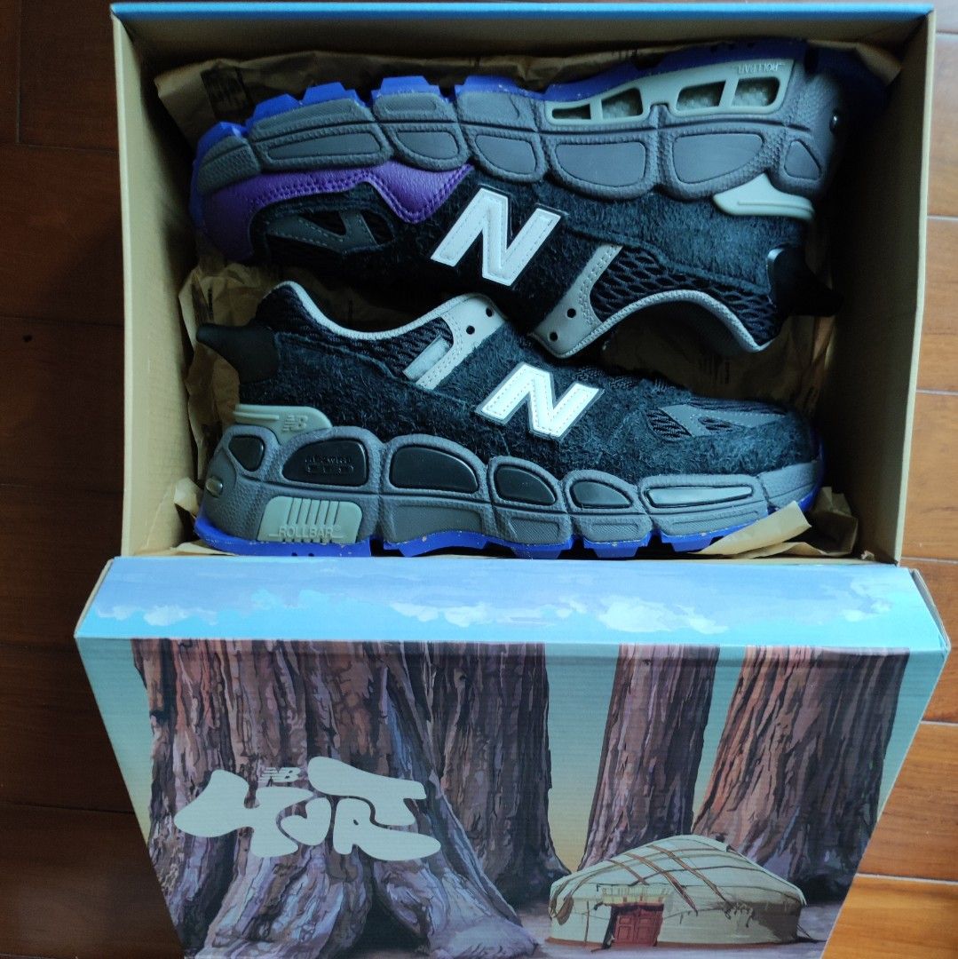 LIMITED EDITION Authentic NEW BALANCE 574 YURT x Salehe Bembury NB sneakers  (black plum blue) with whistle 😙