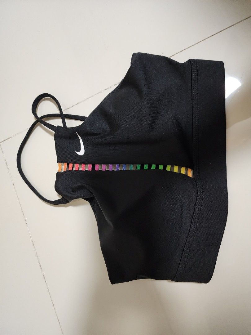 Nike Women's Black Indy Rainbow Ladder Bra , XS