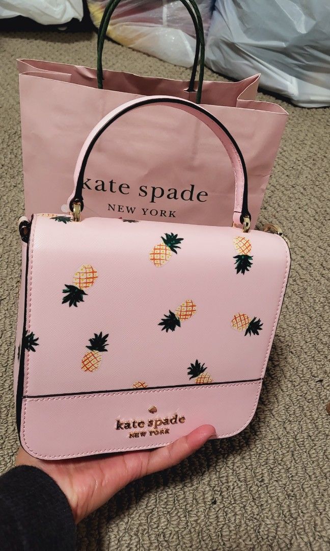 kate spade, Bags, Kate Spade Staci Square Pineapple Crossbody Pink Multi