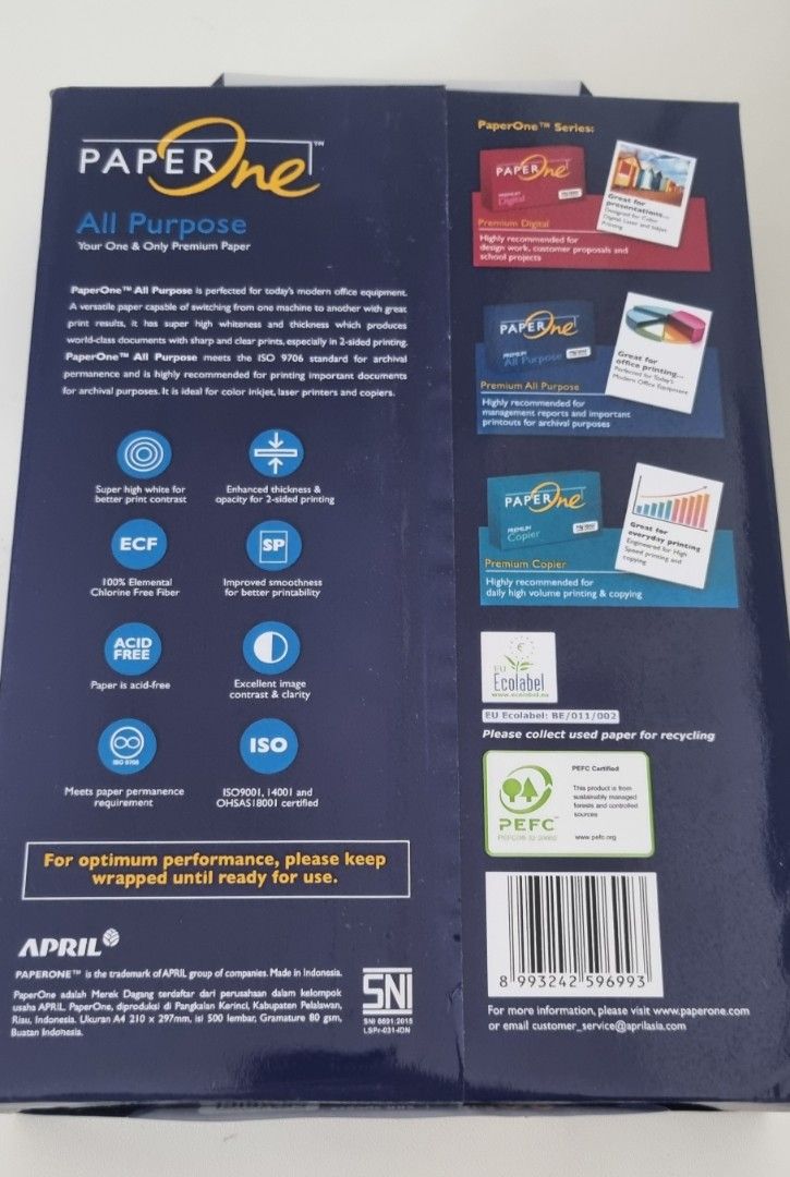 Paper One Photocopier Paper 80g (Each Ream), Hobbies & Toys, Stationery ...