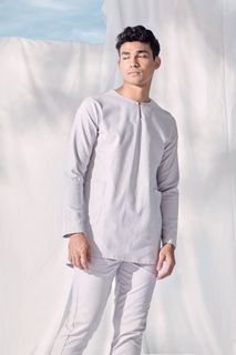 Pokoks Baju Melayu Shirt With Pair Pockets - Light Grey [S]