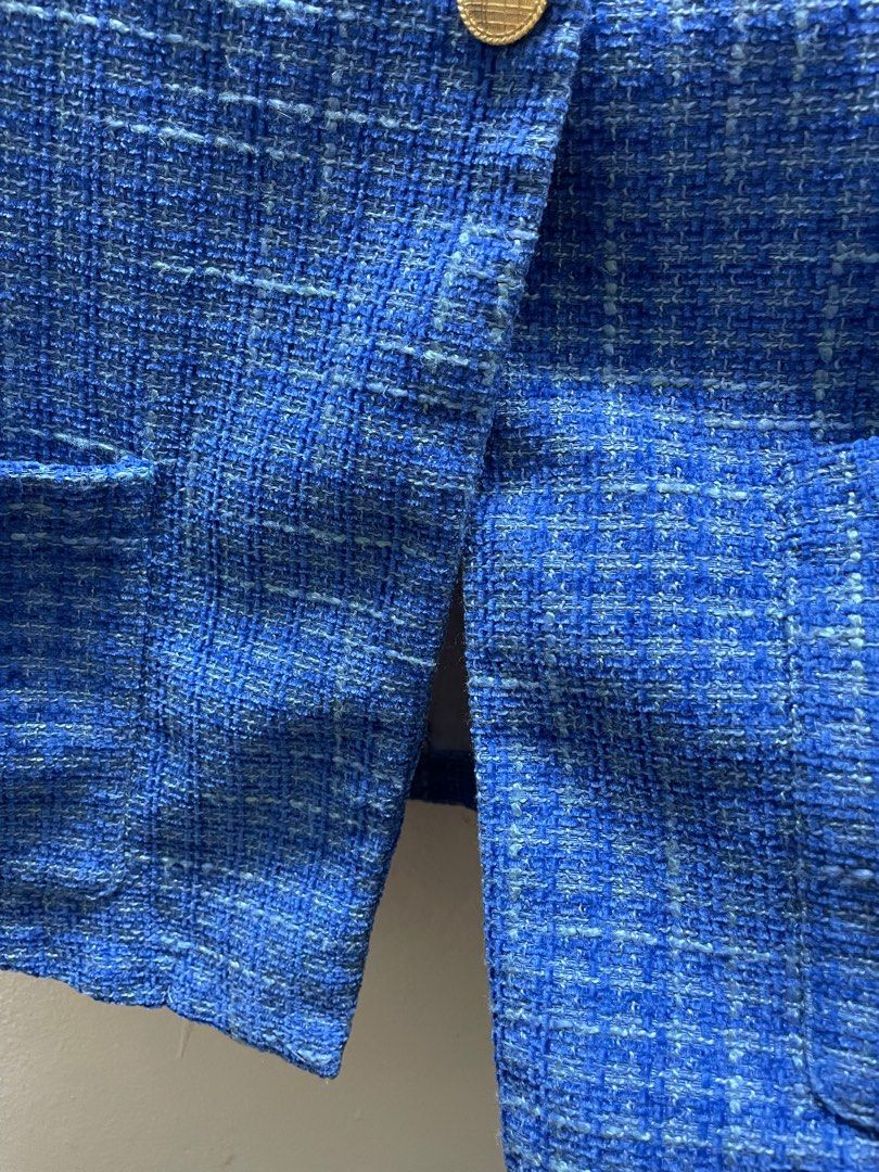 Premium Tweed Gold Button Blazer Vest, Women's Fashion, Tops, Other Tops on Carousell