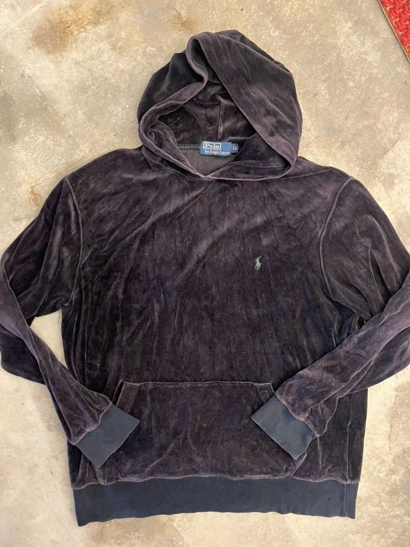 Ralph lauren navy blue suede hoodie Men s Fashion Tops Sets