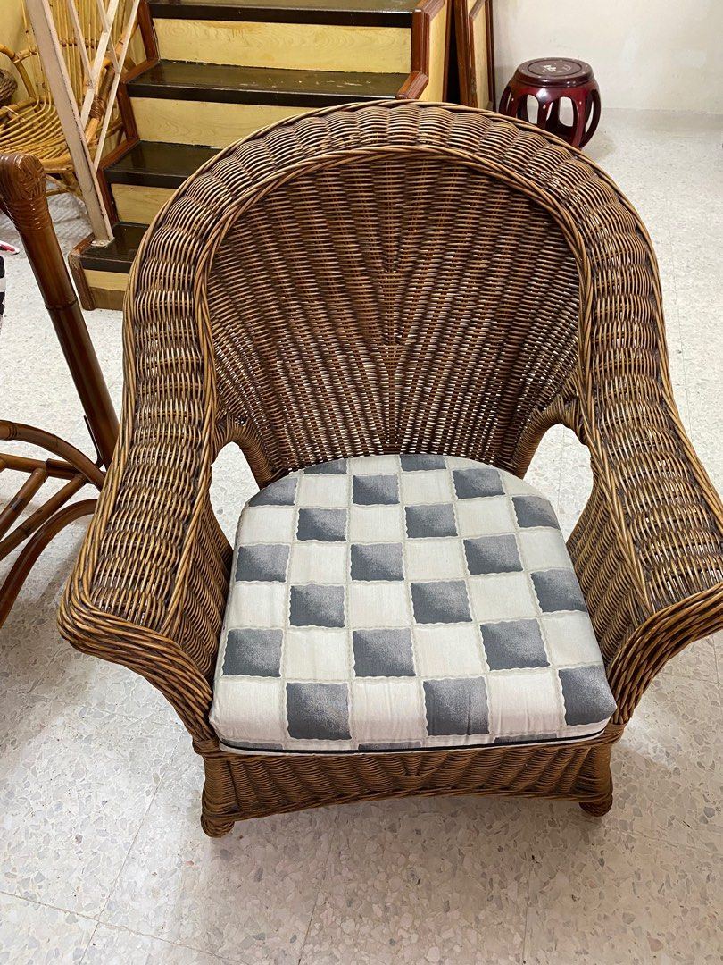 Rattan chair with cushion, collect at Kuantan Pahang, Furniture & Home