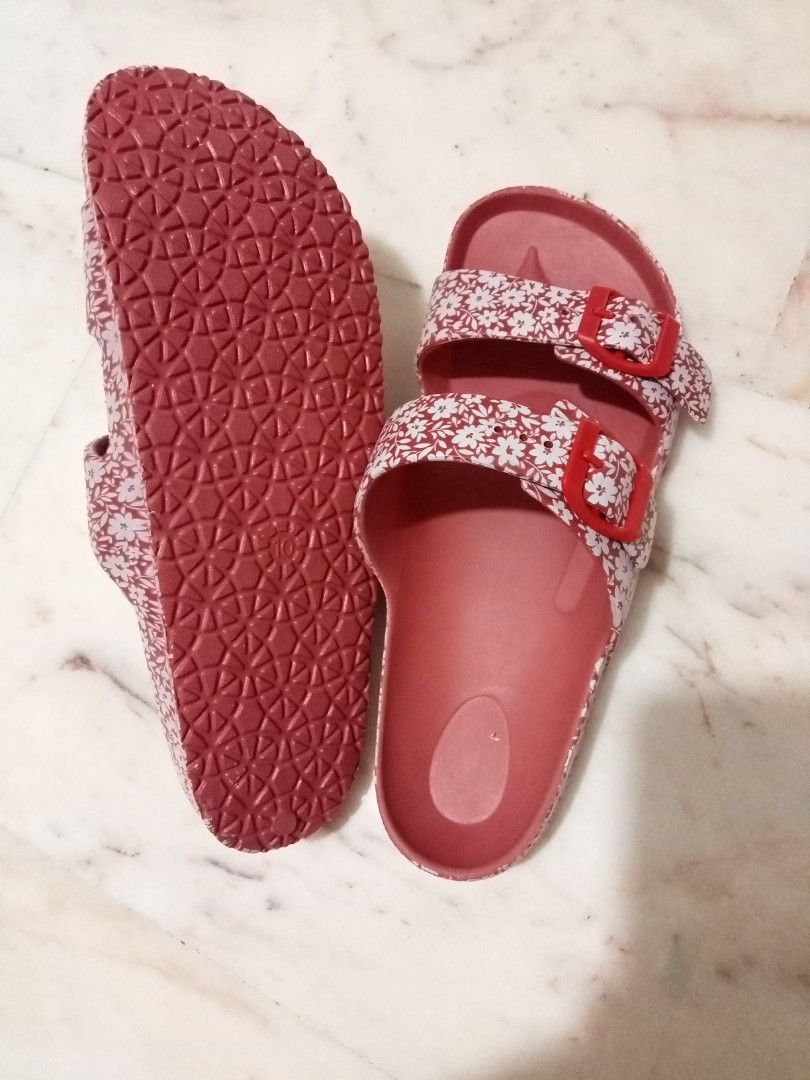 Red rubber new arrivals flip flops