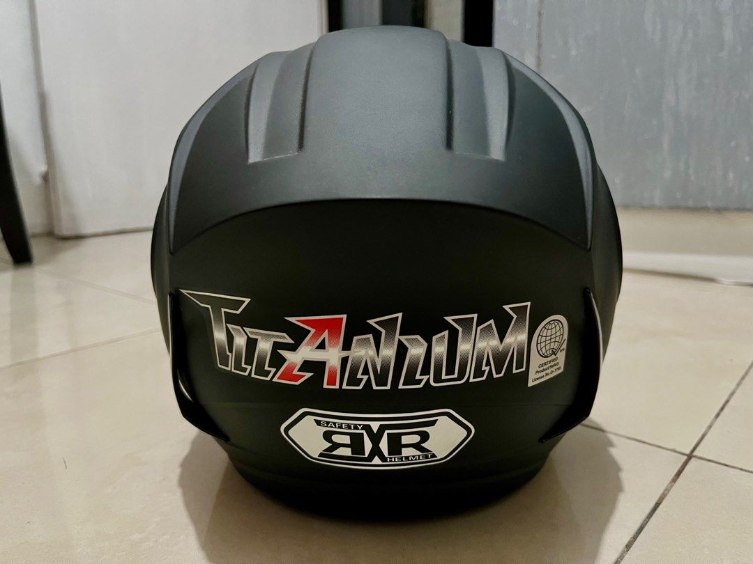 RxR titanium half face helmet matte black on Carousell