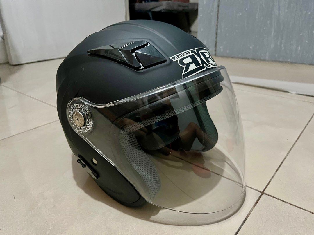 RxR titanium half face helmet matte black on Carousell