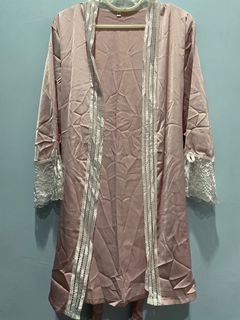[READY STOCK] Alexandra Women's Sexy Sleepwear Lingerie Silk Satin  Nightdress Pajamas with bra pad inserted