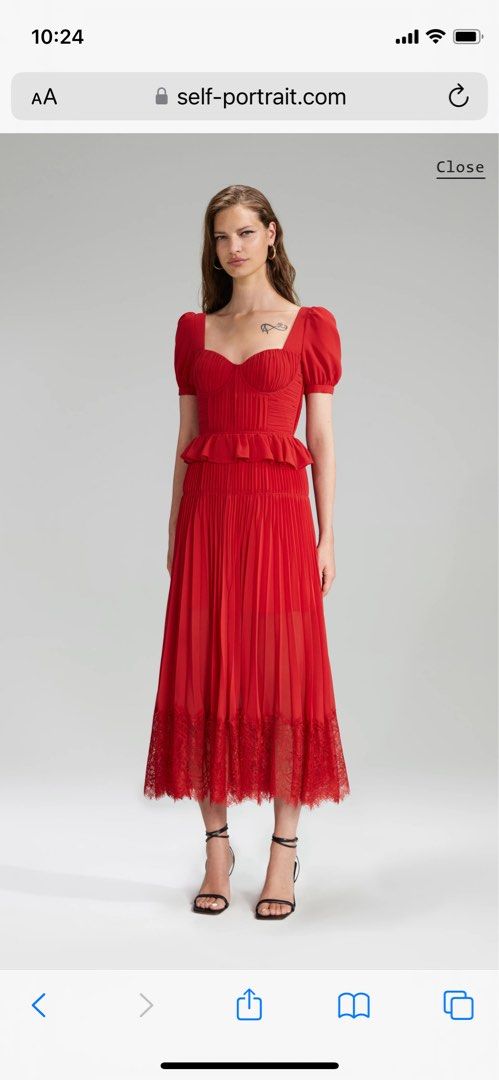 Red chiffon midi best sale dress