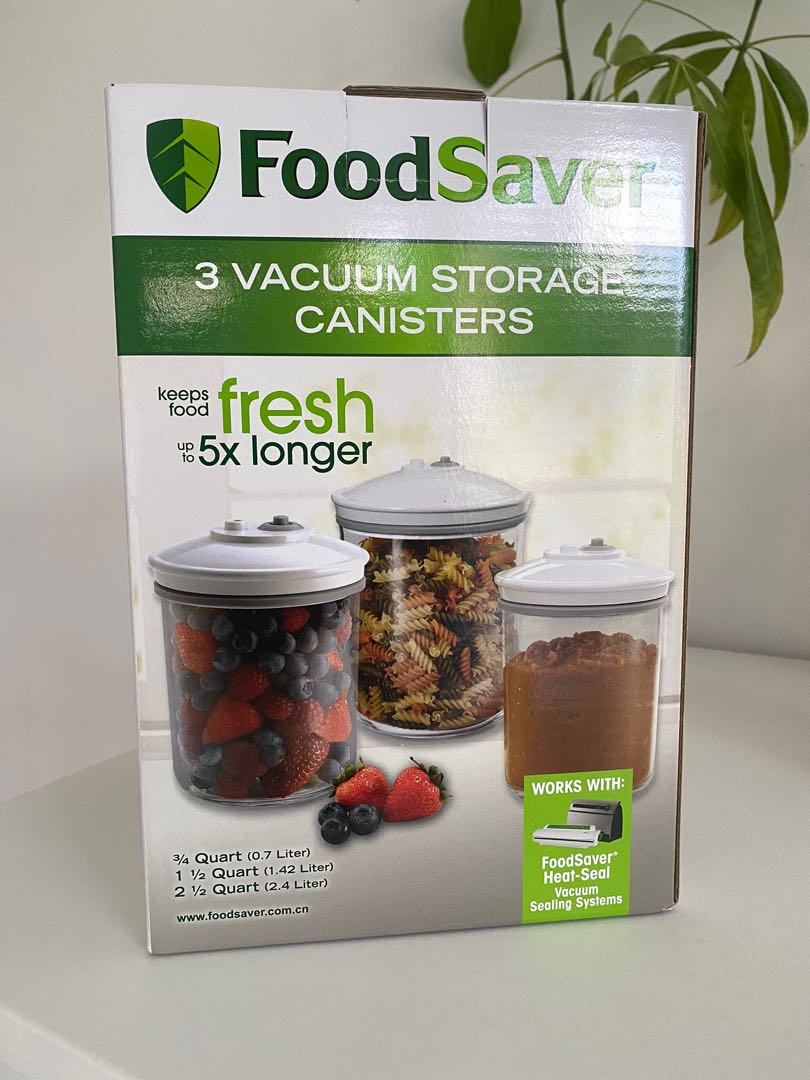 Set of 3 vacuum storage food canisters, Furniture & Home Living