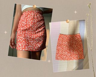 Shein Vcay Split Hem Ditsy Floral Skirt