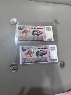 Singapore $1000 Bird Notes / No pin no hole