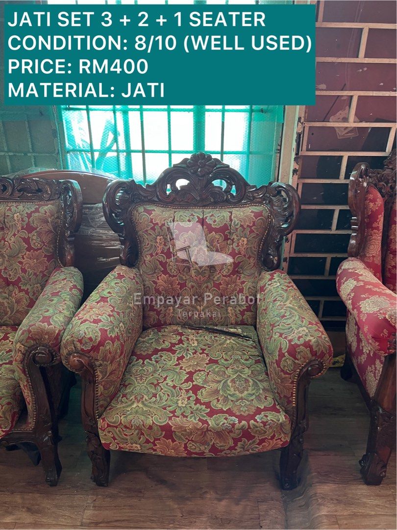 SOFA JATI 3 + 2 + 1 SEATER, Furniture & Home Living, Furniture, Sofas