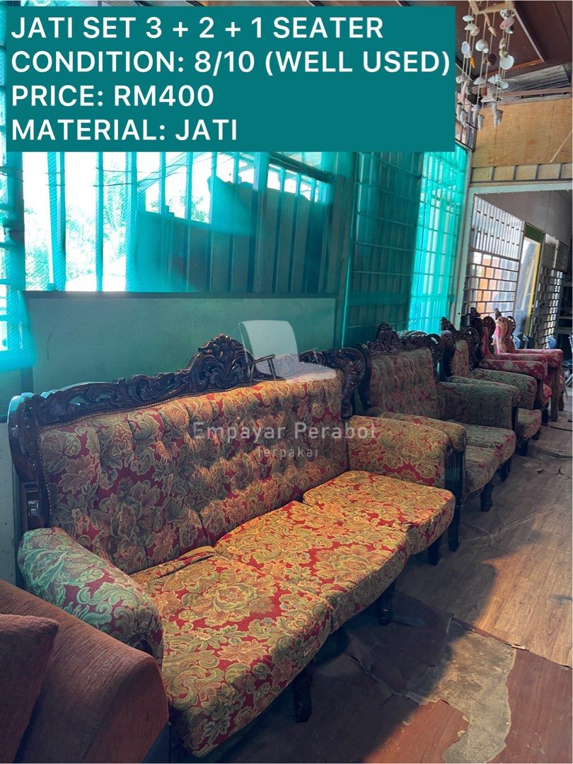 SOFA JATI 3 + 2 + 1 SEATER, Furniture & Home Living, Furniture, Sofas