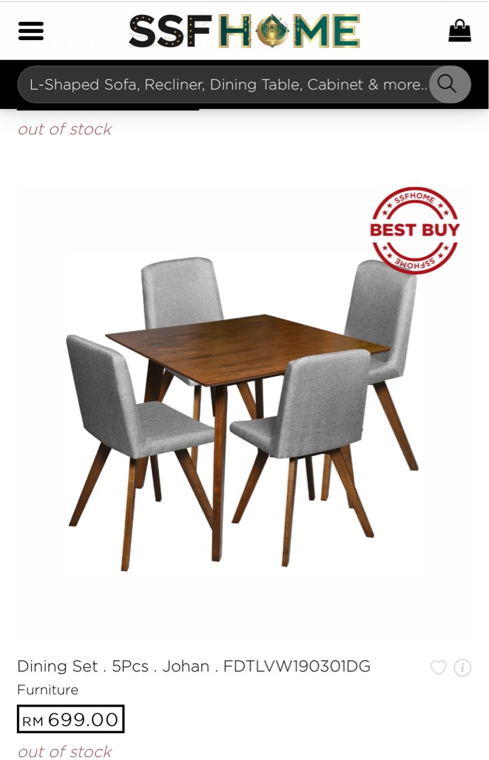 SSF Dining Table set, Furniture & Home Living, Furniture, Tables & Sets