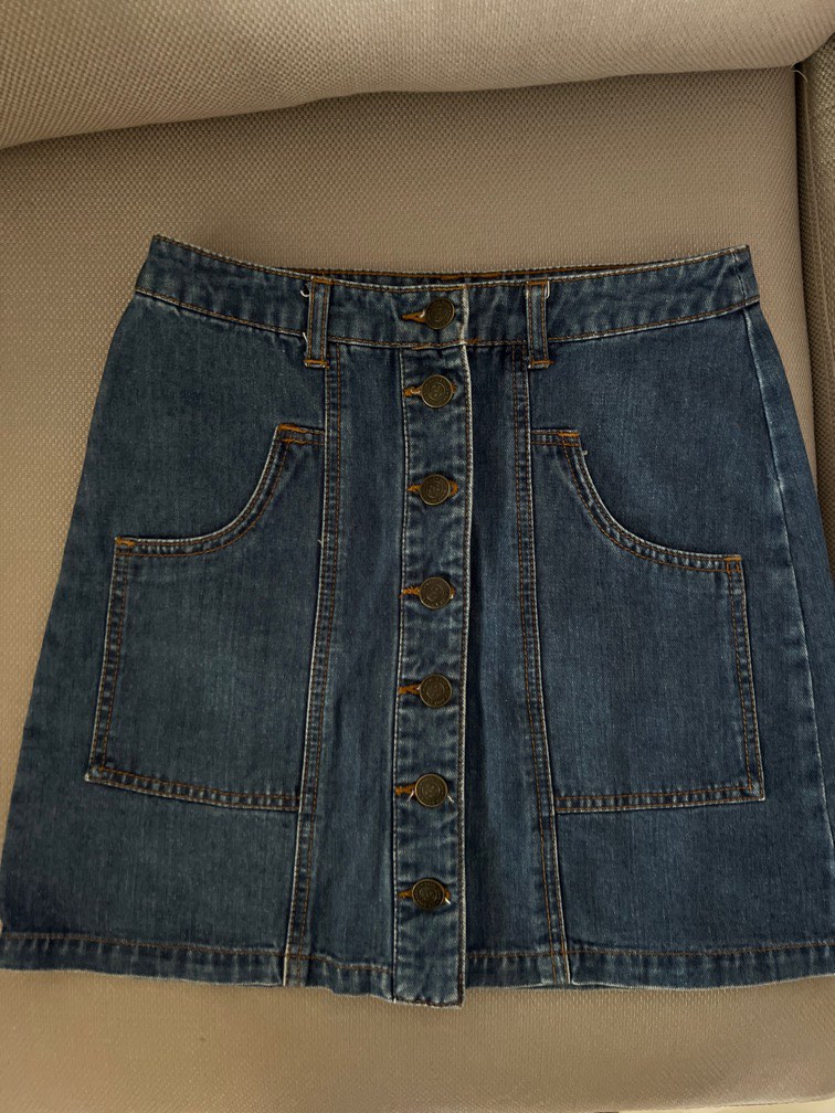 Stradivarius denim skirt, Women's Fashion, Bottoms, Skirts on Carousell