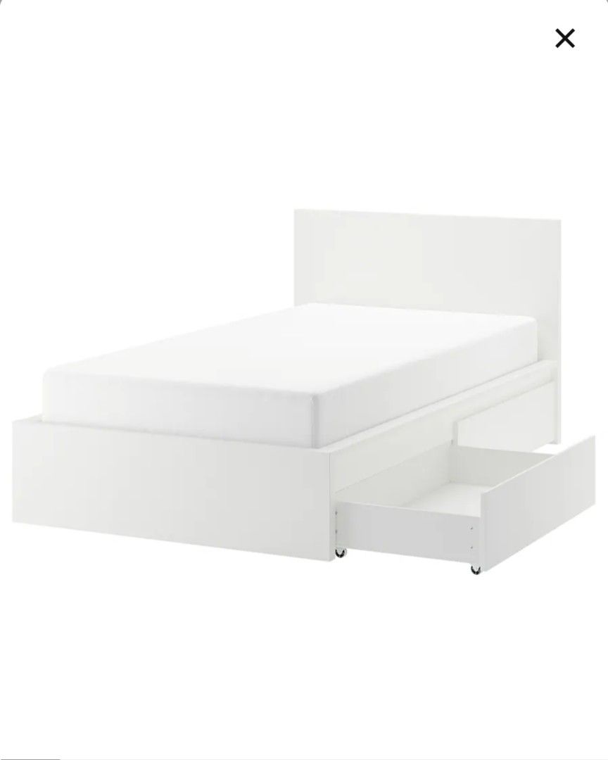 Super Single IKEA Malm bed with drawers, Furniture & Home Living