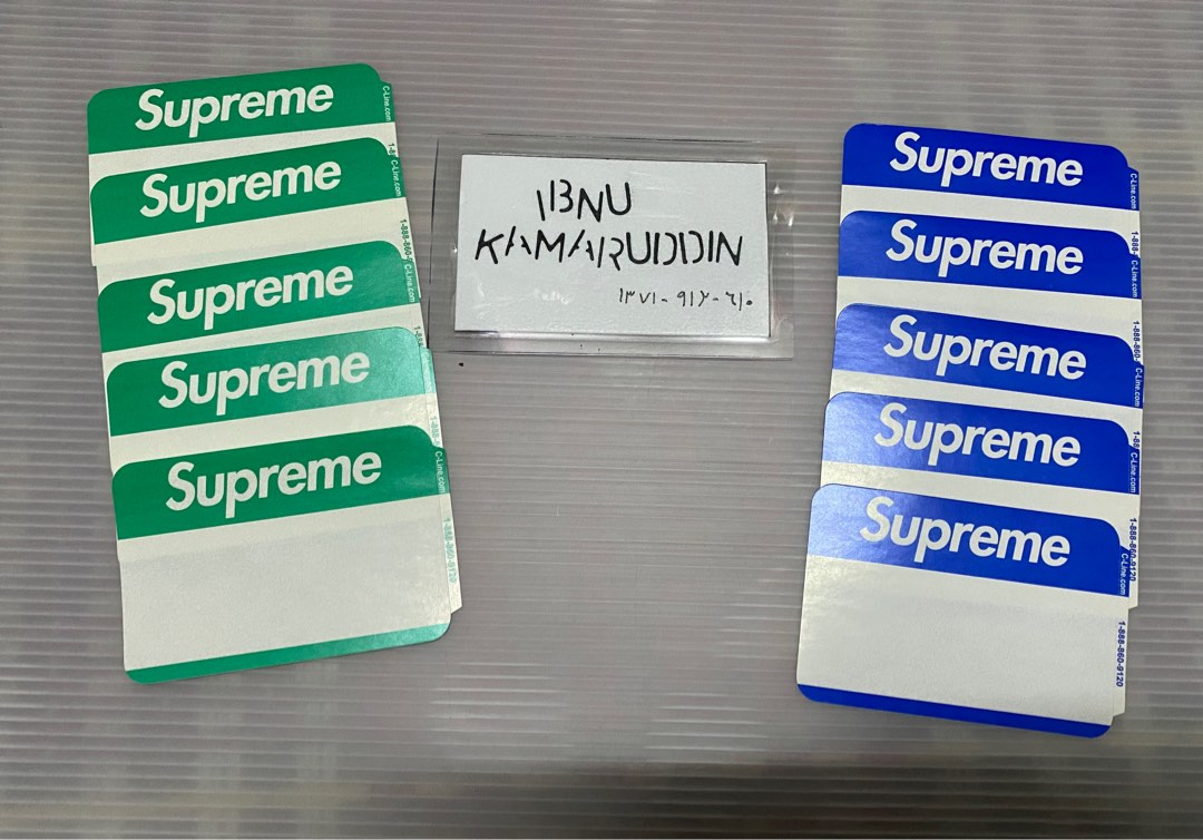 Supreme Name Tag Stickers, Hobbies & Toys, Stationery & Craft, Art & Prints  on Carousell