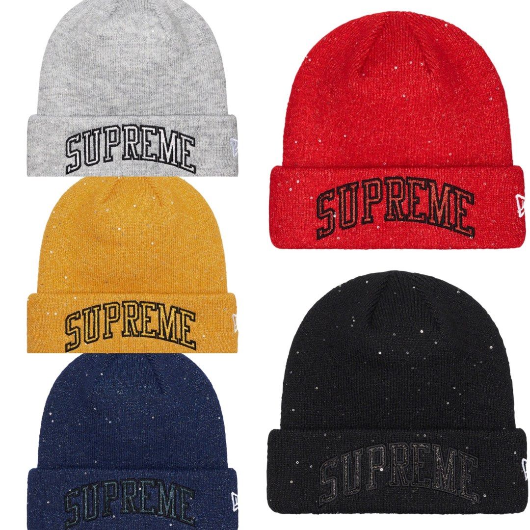 Supreme New Era Metallic Arc Beanie 冷帽, 女裝, 手錶及配件, 帽