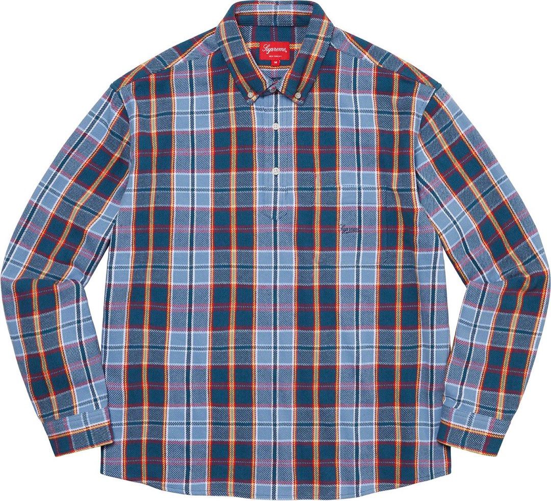 SUPREME PULLOVER PLAID FLANNEL SHIRT Men s Fashion Tops Sets