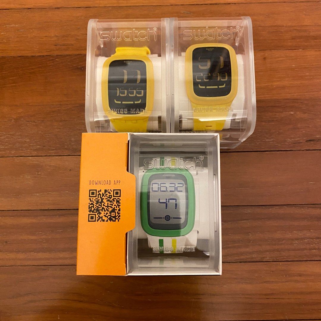 Swatch assorted digital watch SURJ101 SUVW101 Yellow White green tracker app stylish