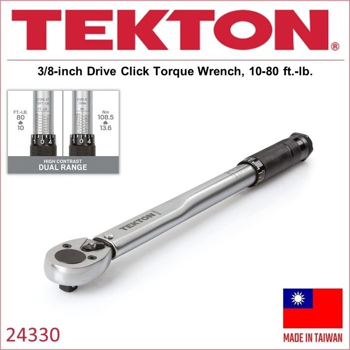 Tekton 3/8-Inch Drive Click Torque Wrench, 10-80 Foot/Pound - 24330 ...