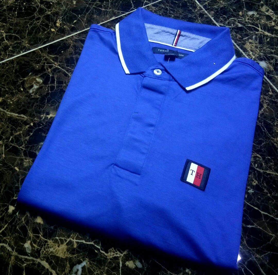 Royal blue tommy hilfiger sales shirt