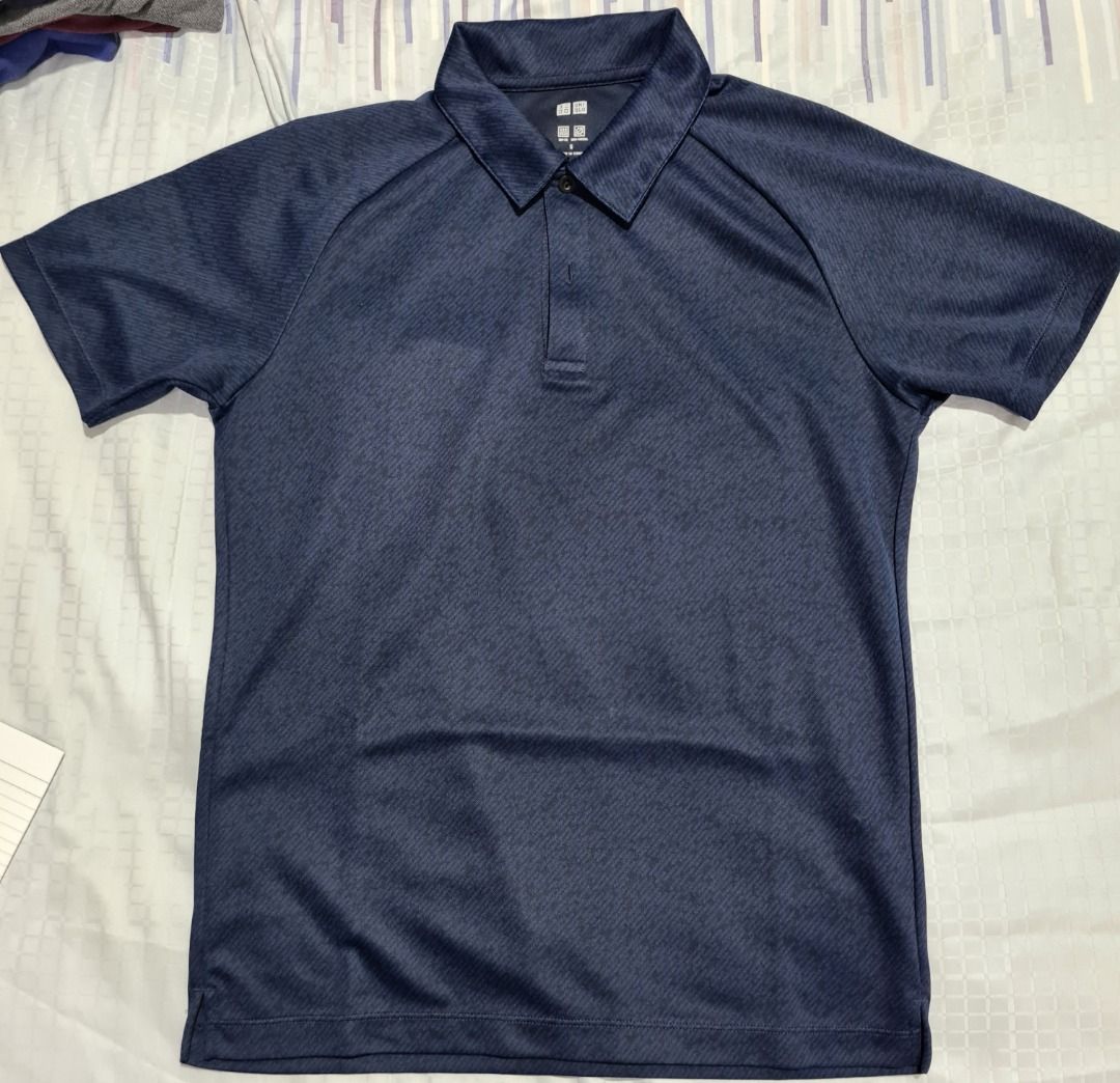 UNIQLO Dark Blue Dry Fit Polo Tee Men s Fashion Tops Sets Tshirts Polo Shirts on Carousell