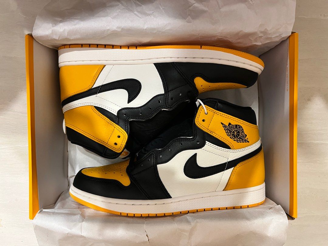 US 10.5) Air Jordan 1 Retro High OG AJ1 Taxi Yellow Toe Black