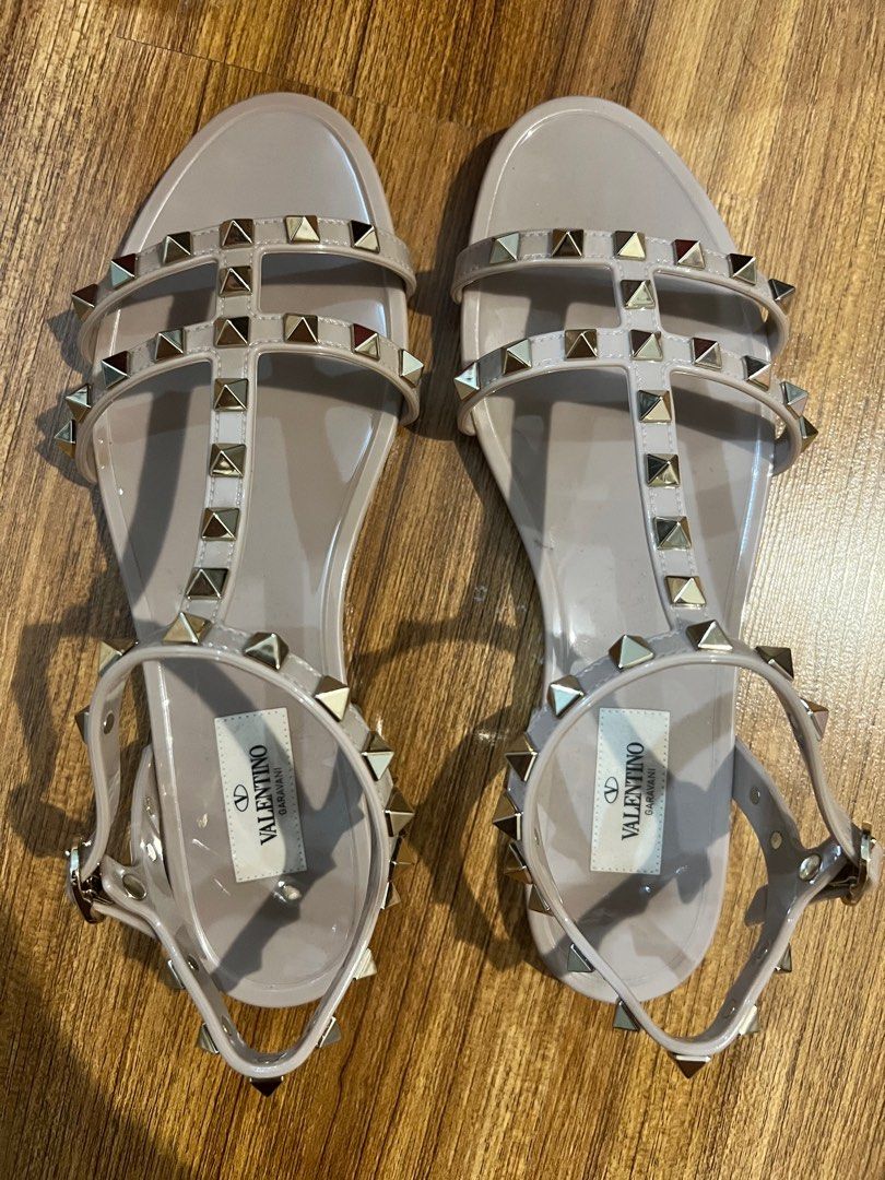 Valentino Neutral Rockstud PVC Jelly Sandals Luxury Sneakers