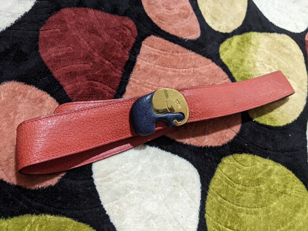 Vintage House of Florence Elephant buckle genuine leather belt