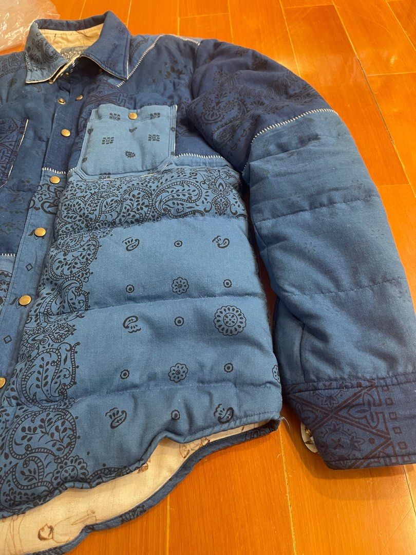 visvim ict kerchief down jacket n.d size 1 indigo, 名牌, 服裝