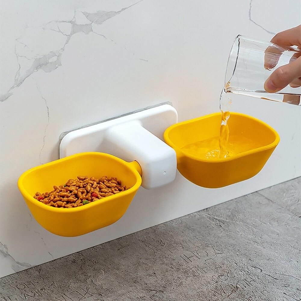 Wallmounted Pet Double Bowl High Capacity Hanging Water Food Feeder