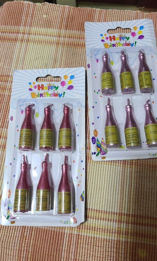 Wine bottle birthday candles (Category: Occasions & Party Supplies) located in Pasig City. Submitted by js.authenticlux (Listing ID 1225372361, Image 1). Description: * wine bottle bday candles * 100 each pack * call txt 09178029682.