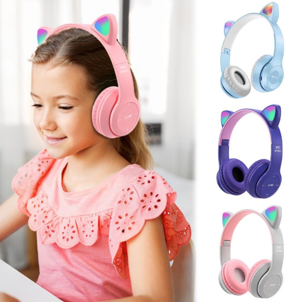 Wireless Headphone with RGB LED Colours P47M (Cat Ear design), Audio
