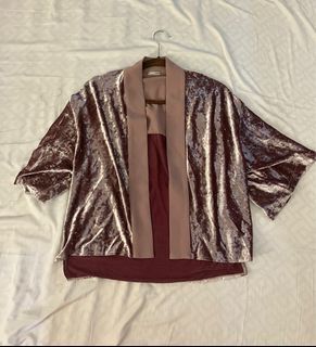 Zara kimono type velvet cardigan