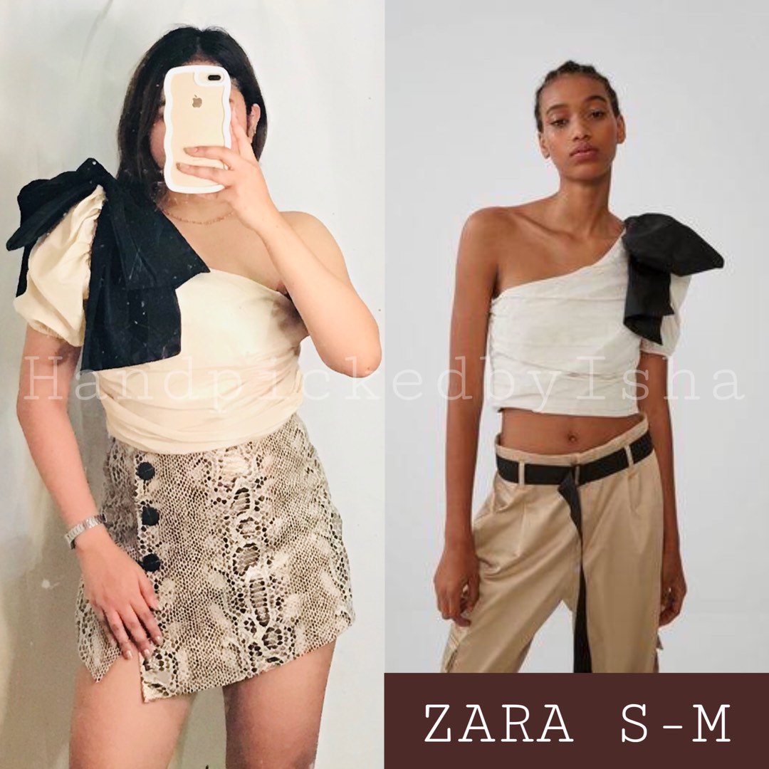 ZARA ONE SIDED RIBBON TOP, Women's Fashion, Tops, Others Tops on Carousell