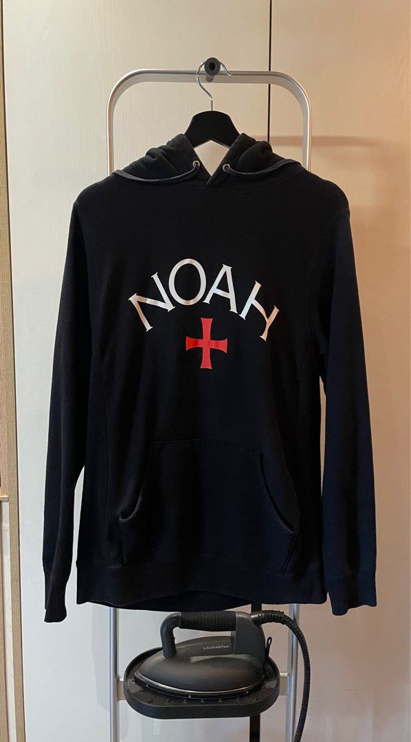 九成新 Noah core logo hoodie black (M) 帽T 十字 黑色 M號