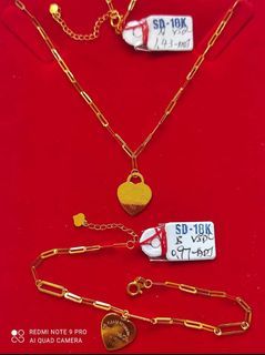 18K Saudi Gold Tiffany heart  necklace and bracelet