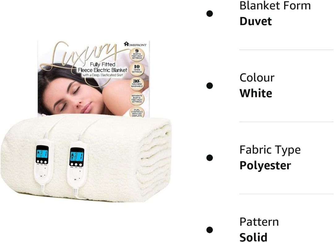 3654) HOMEFRONT ELECTRIC BLANKET KING SIZE BED DUAL CONTROL 152 X 203