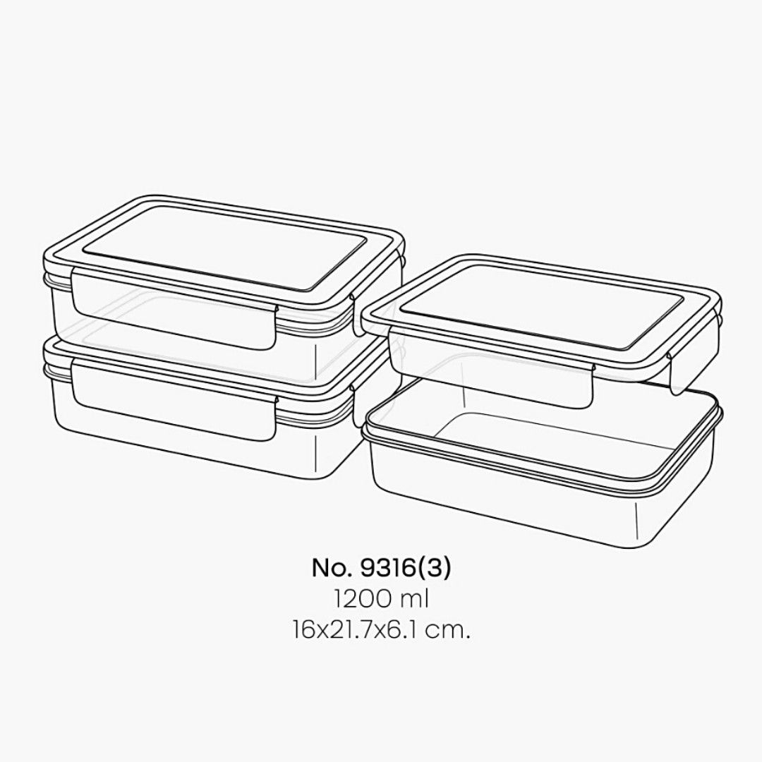 3 boxes Food container Fridge Storage Multipurpose Storage Box With