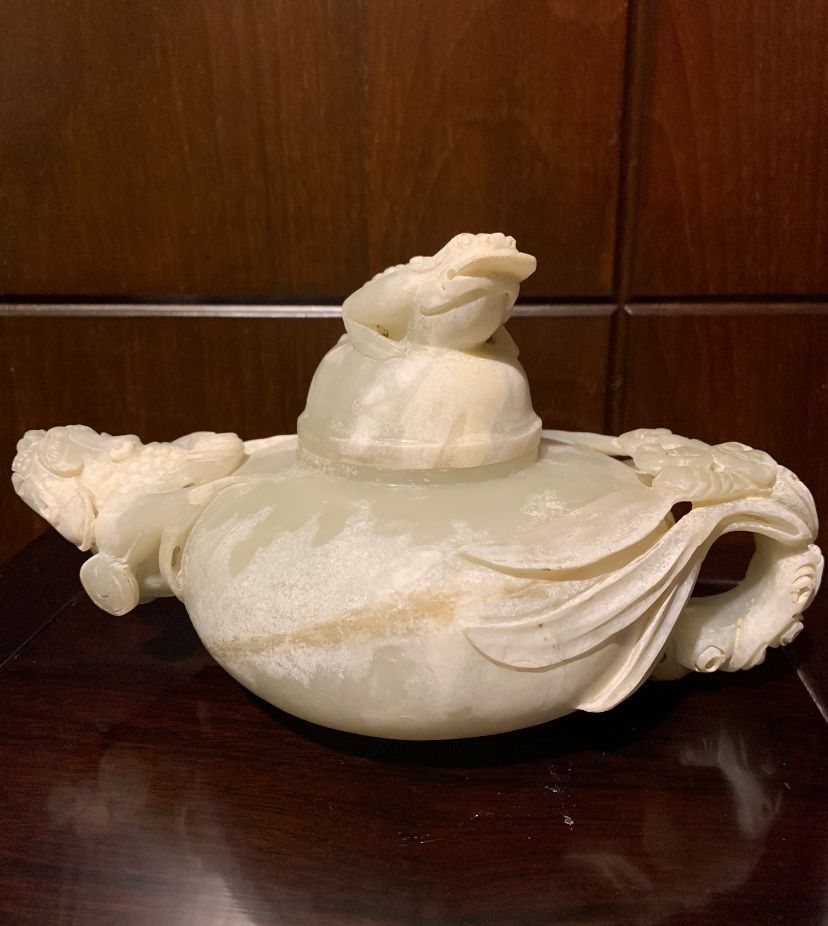 中国 玉石白玉彫刻 玉器 玉壁 玉飾 玉珮 M R5484 - 彫刻/オブジェ