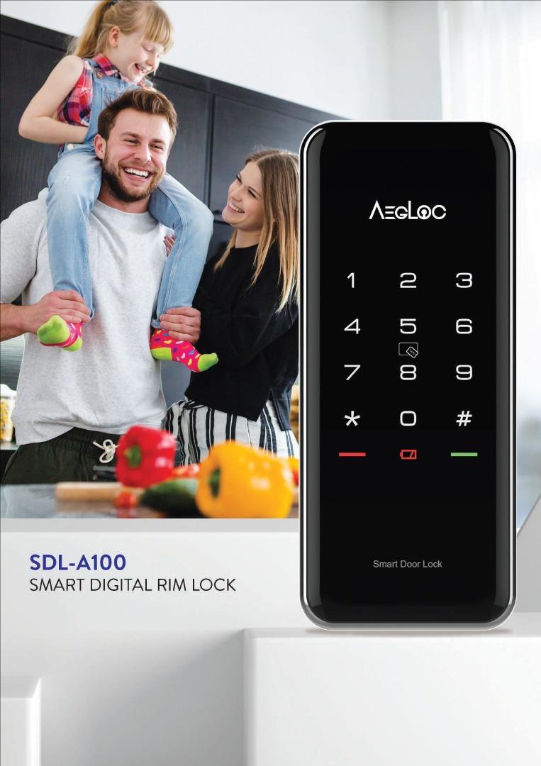 AEGLOC Smart Digital Rim Lock AEGSDLA100, Furniture & Home Living