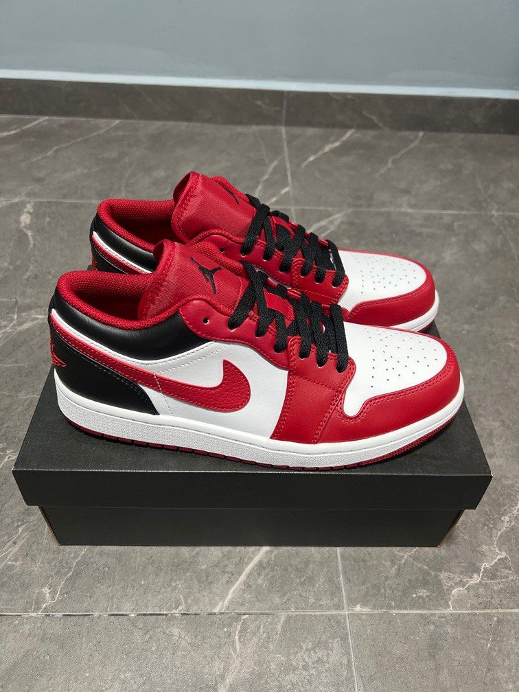 black white and red jordan lows