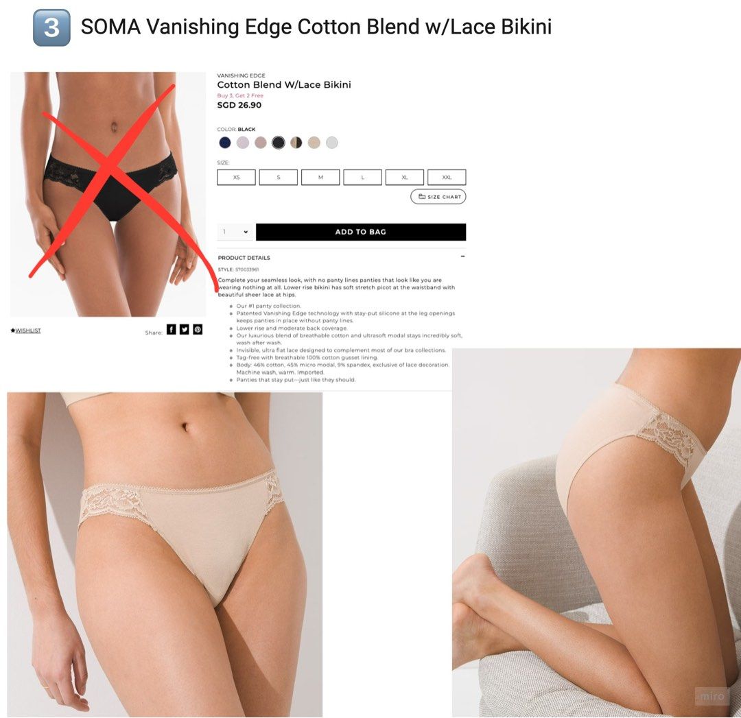 Soma Embraceable Super Soft Signature Lace Brief Underwear, Black, size S