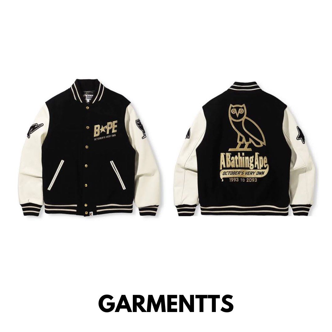 BAPE x OVO Varsity Jacket, Men's Fashion, Coats, Jackets and Outerwear