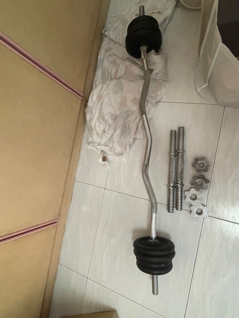 Bar & dumbbell composedly, Sports Equipment, Exercise & Fitness ...