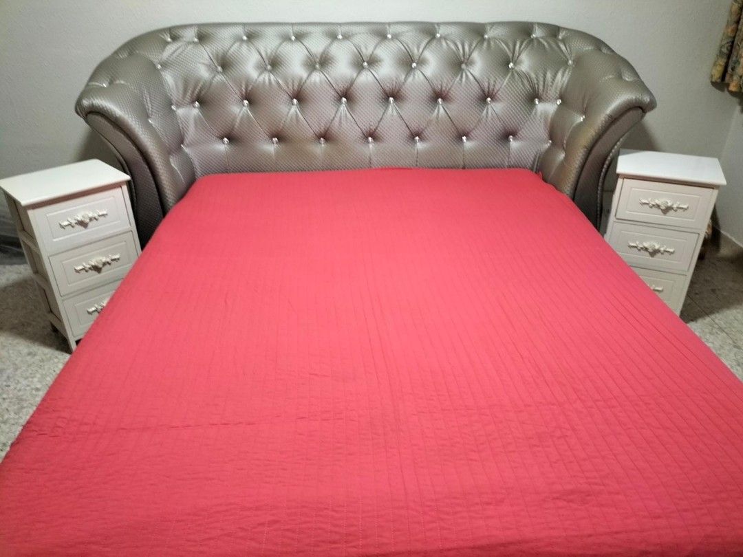 Bed with side tables, Furniture & Home Living, Furniture, Bed Frames